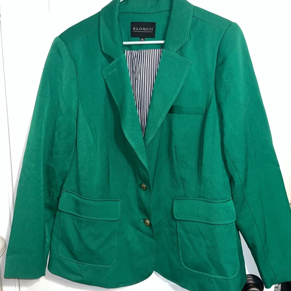 🆕 Eloquii Emerald Blazer with Gold Buttons Sz 16 - Picture 2 of 9
